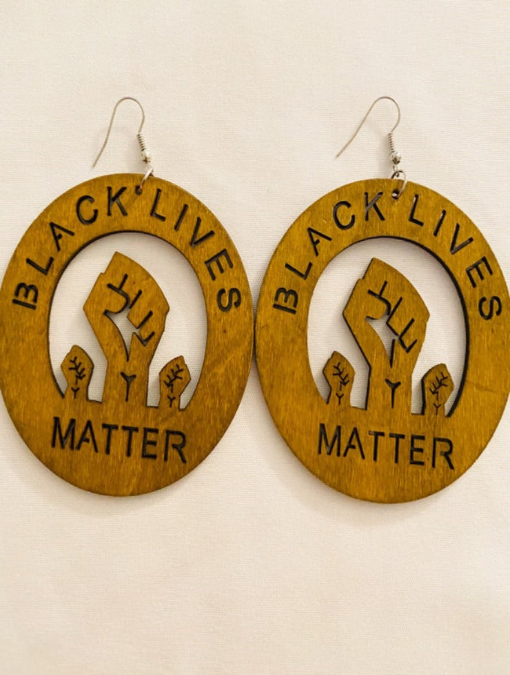 BLM WOODEN EARRINGS