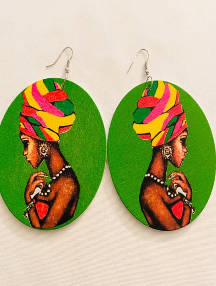 Melanin Queen Earrings (Green)