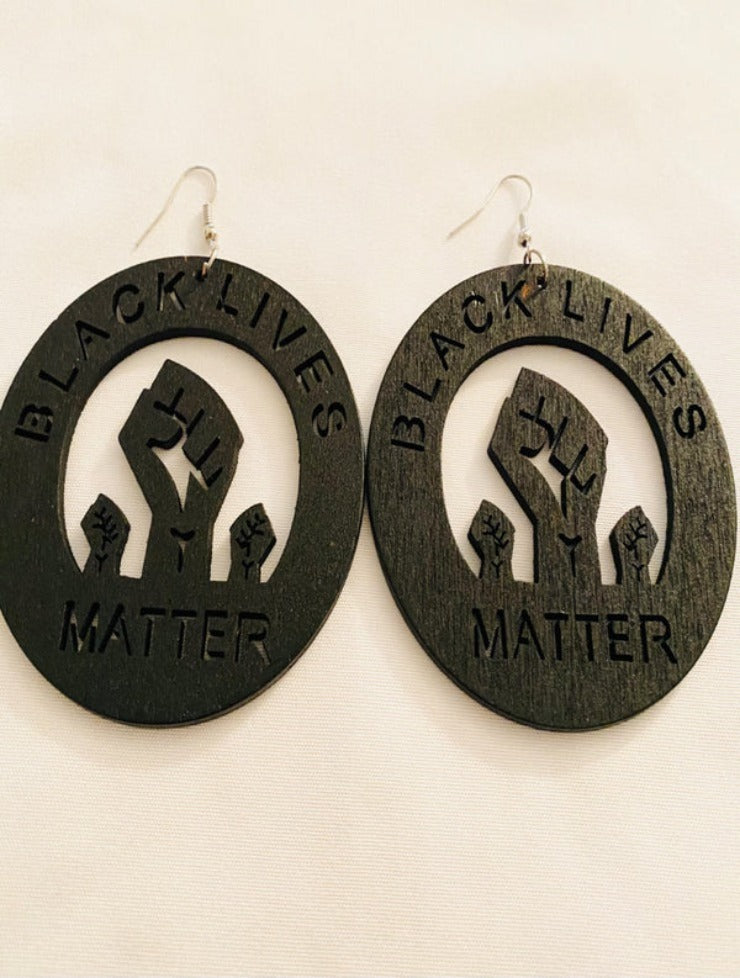 BLM WOODEN EARRINGS