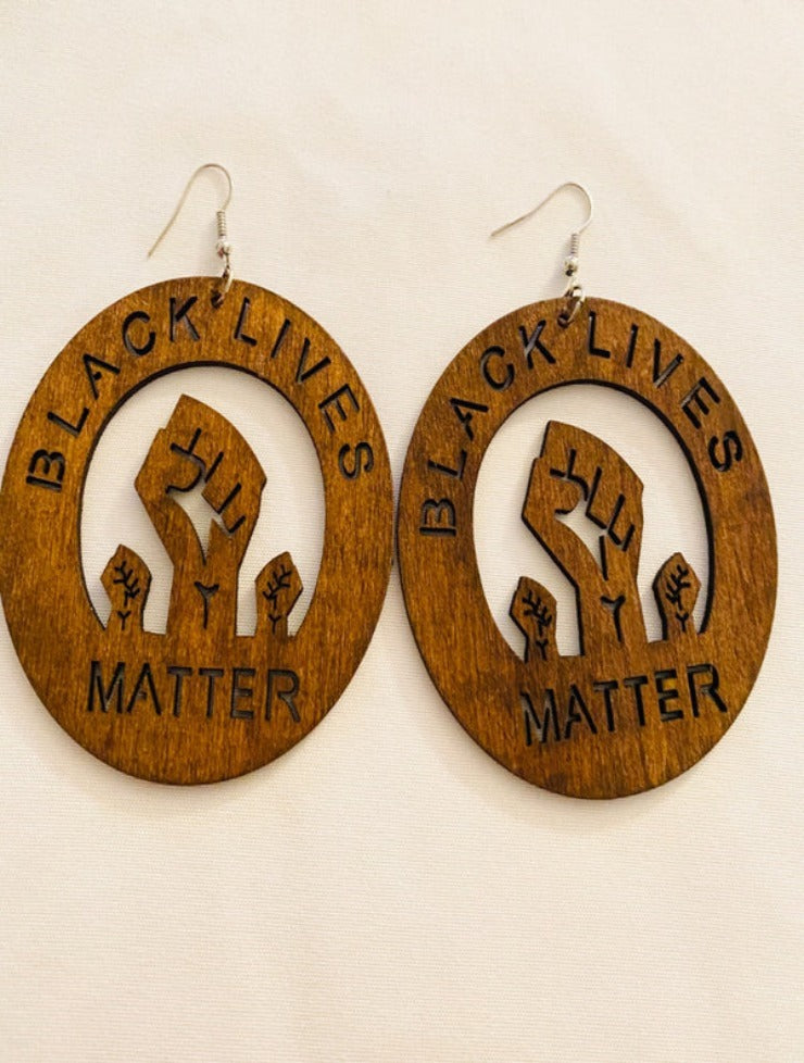 BLM WOODEN EARRINGS