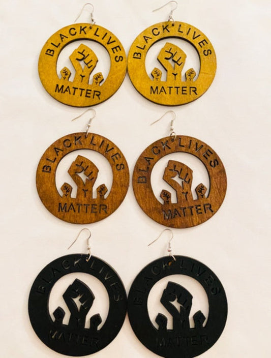 BLM WOODEN EARRINGS