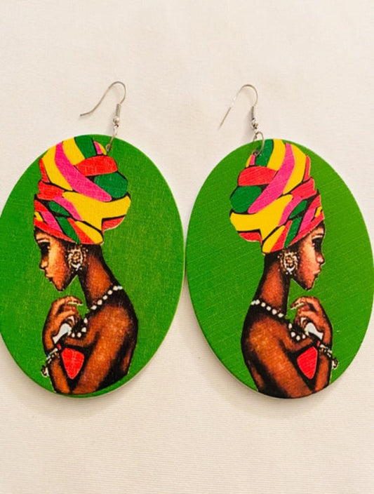 Melanin Queen Earrings (Green)